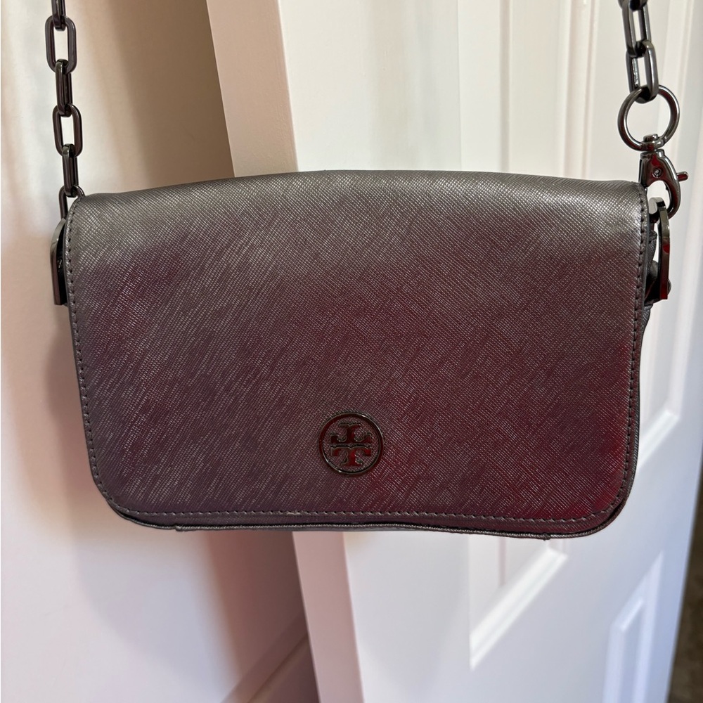 Tory Burch Gunmetal Chain Strap Crossbody Bag